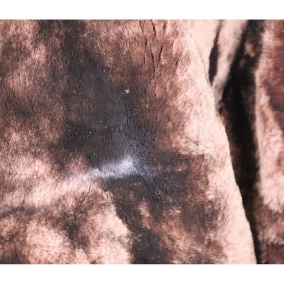 VINTAGE WOMEN S BROWN PLUSH FAUX FUR COAT - SIZE S - Picture 8 of 9